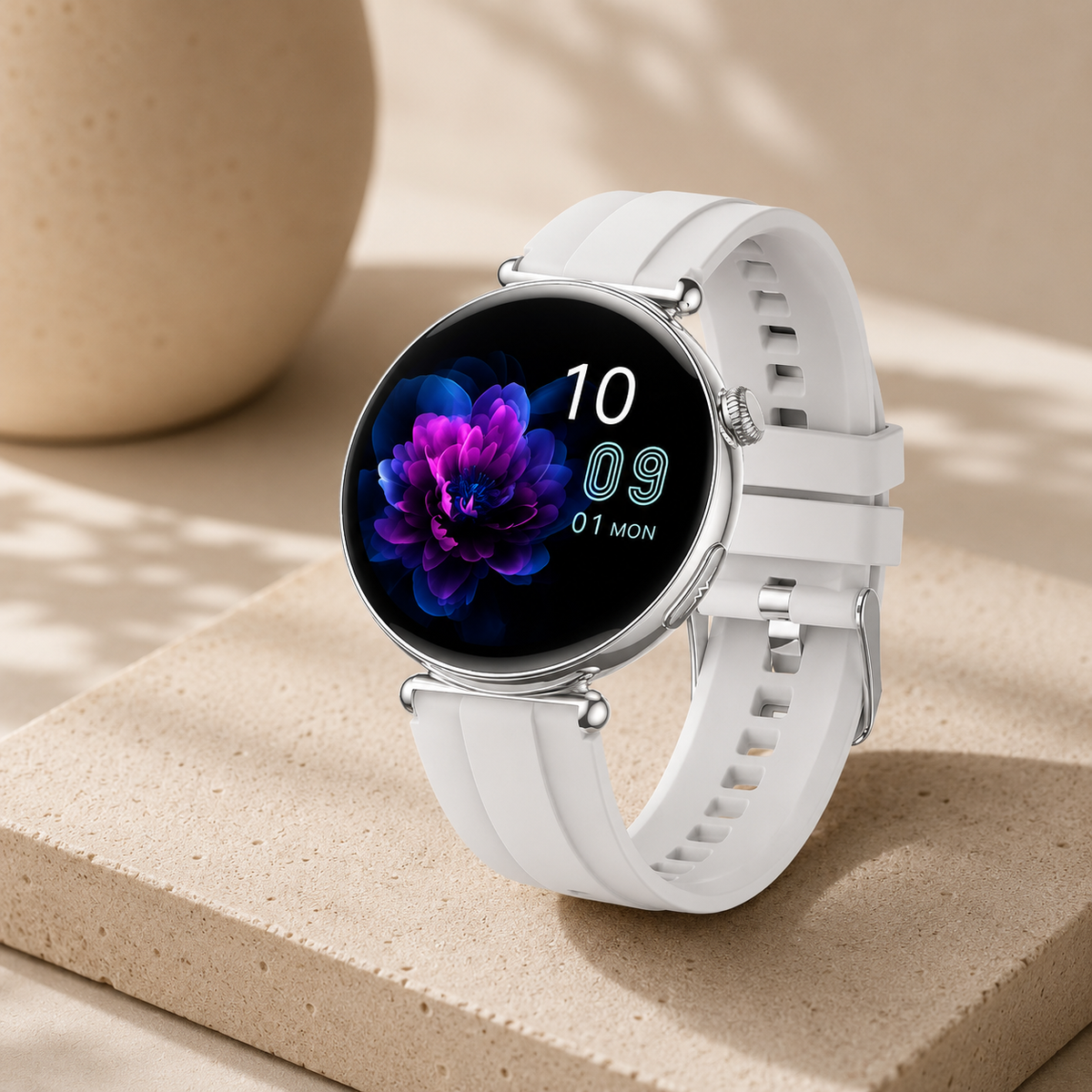 Moon Dream – Montre Connectée Luxe Femme | Écran AMOLED Rond, ECG, IA, Appel Bluetooth