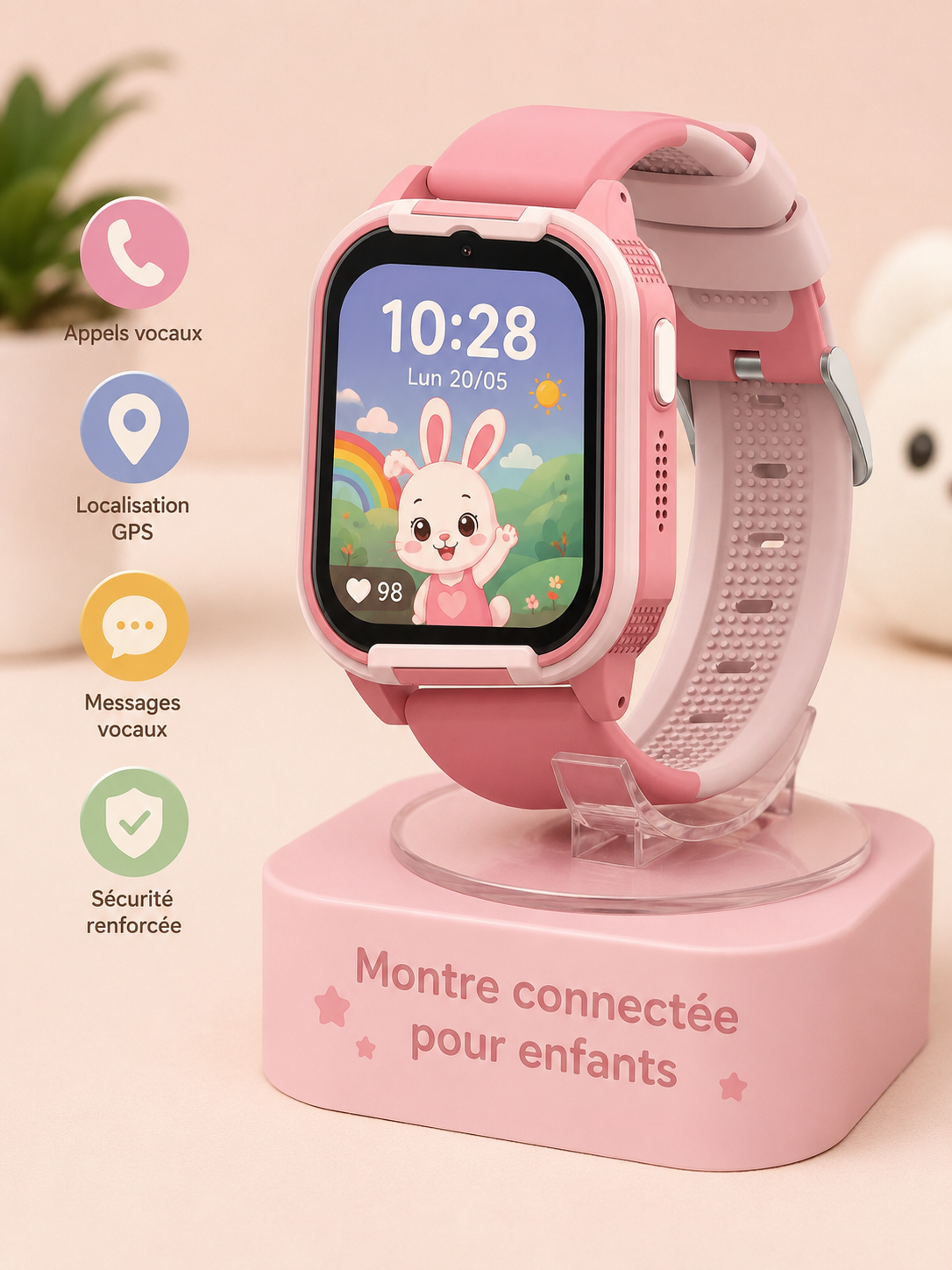 Moon Dream – Montre Connectée Enfant 4G | Fréquence Cardiaque, SpO2, GPS & Appel Vidéo CT24