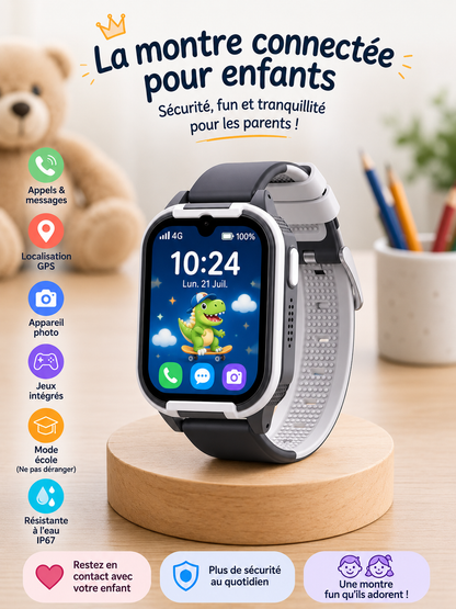 Moon Dream – Montre Connectée Enfant 4G | Fréquence Cardiaque, SpO2, GPS & Appel Vidéo CT24